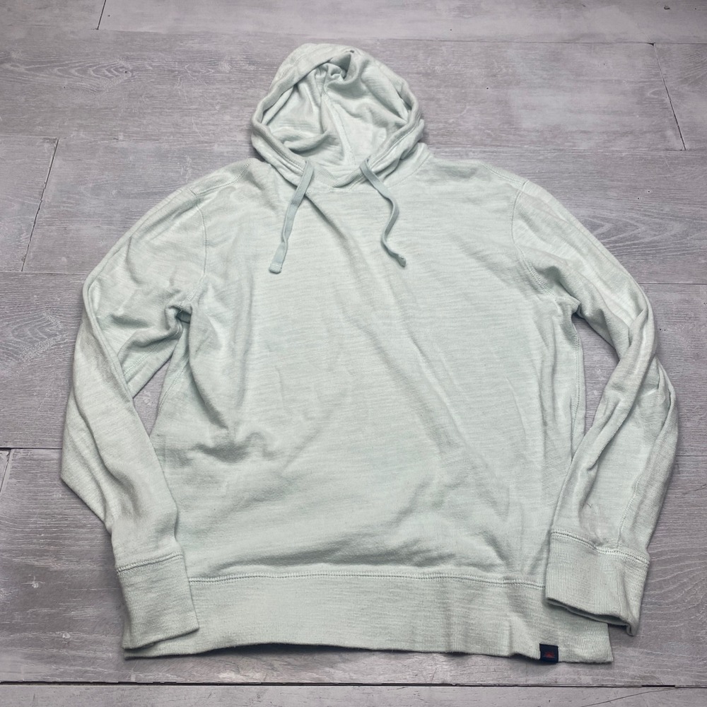 Faherty Organic Cotton Hoodie Mens Medium Mint Green Slub Knit Pullover Sweater